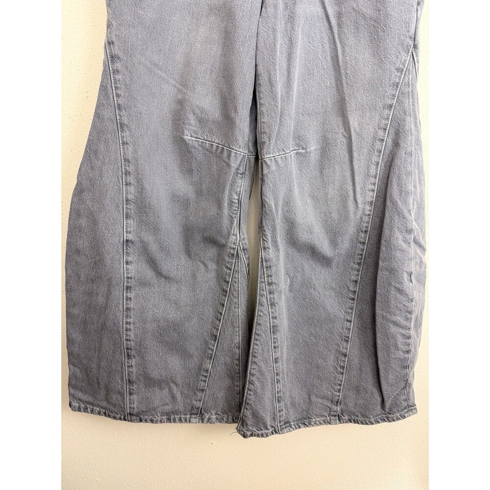 We The Free People Eden Slouchy Jeans Sz 28S Wide Leg Gray Button Fly Flare - Picture 3 of 14